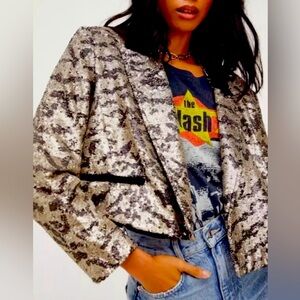 Free People Sequin, and velvet jacket